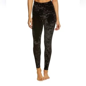 Beyond Yoga Shiny Black Crushed Velvet High Waisted Yoga Leggings